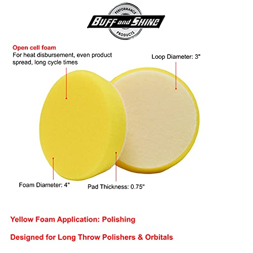 Buff and Shine Foam Yellow Polishing Pad 1, 2, 3, 5, & 6 Inch Pads